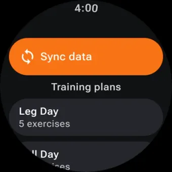 Watch home screen with the next workout