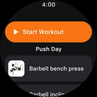 Workout plan on the watch