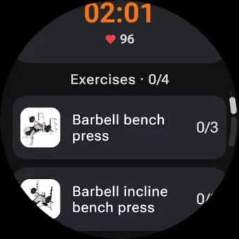 Workout started on the watch