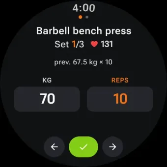 Set completed on the watch